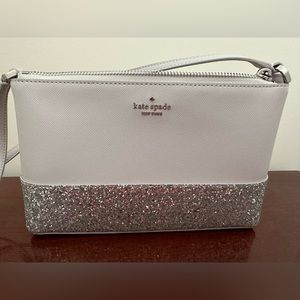 Kate Spade grey and silver crossbody purse